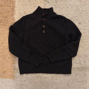 Brooks Brothers Dark Brown Button Mock-Neck Sweater